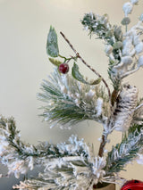 Flocked Pine Spray with Bell