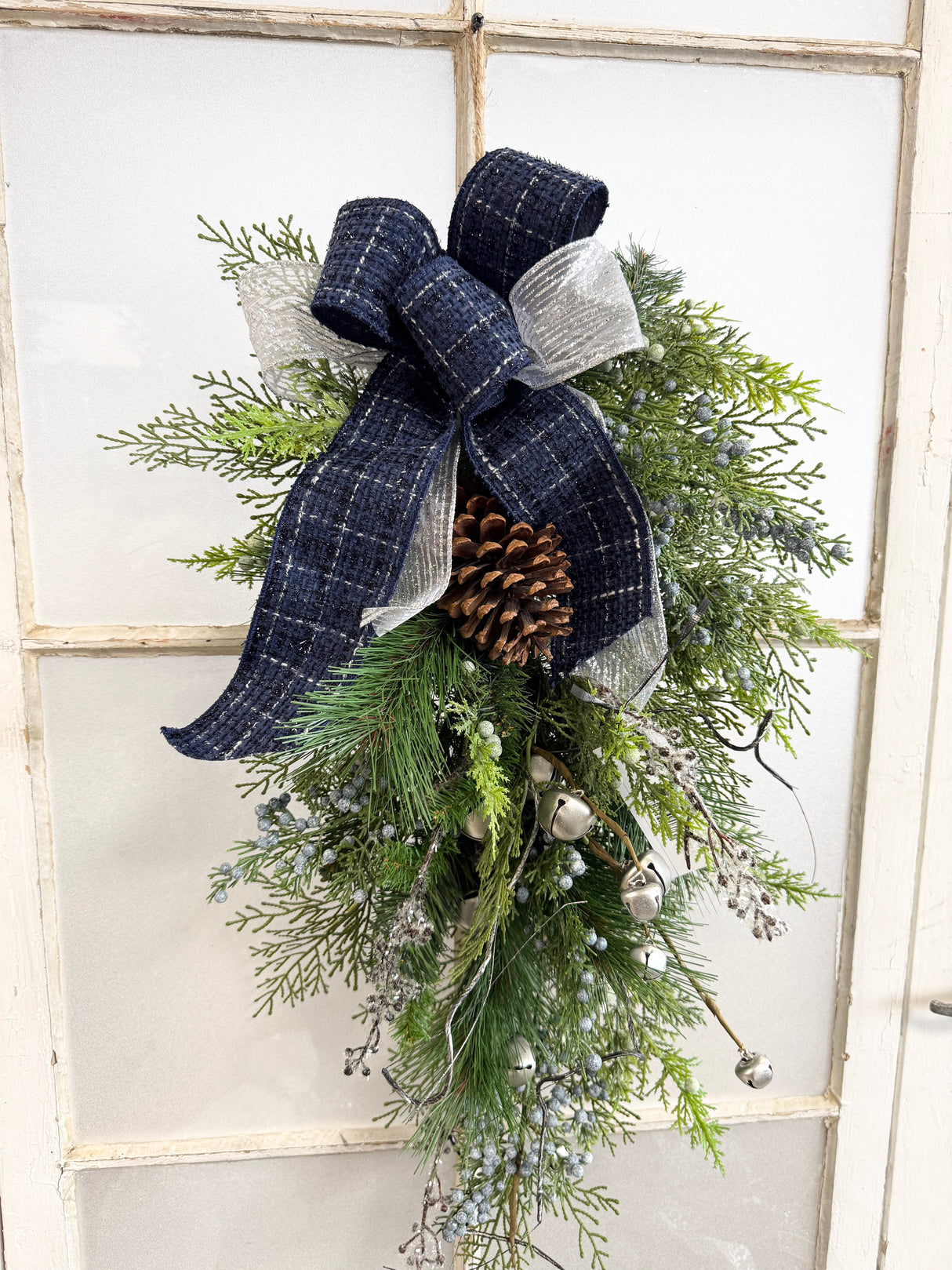 28" Silver Bells Door Swag