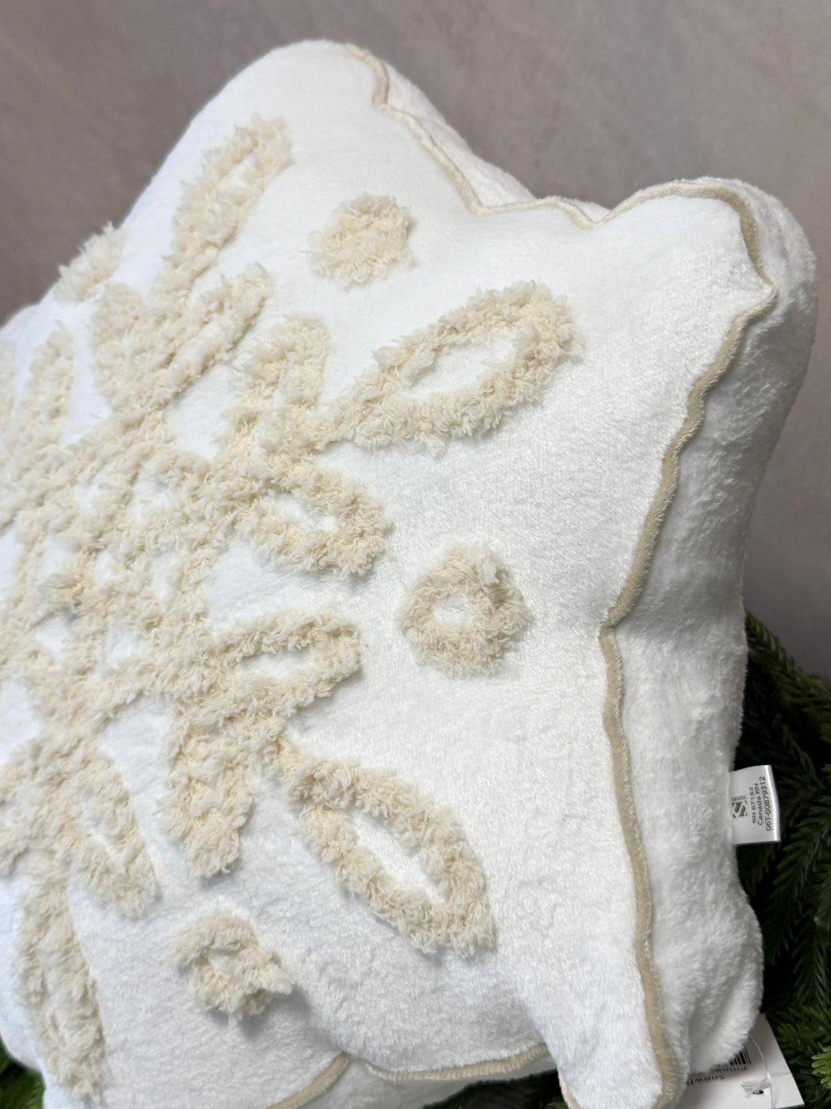 Crystal Frost Snowflake Poly Filled Throw Pillow