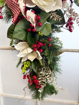 34" Magnolia Christmas Grace Teardrop Swag