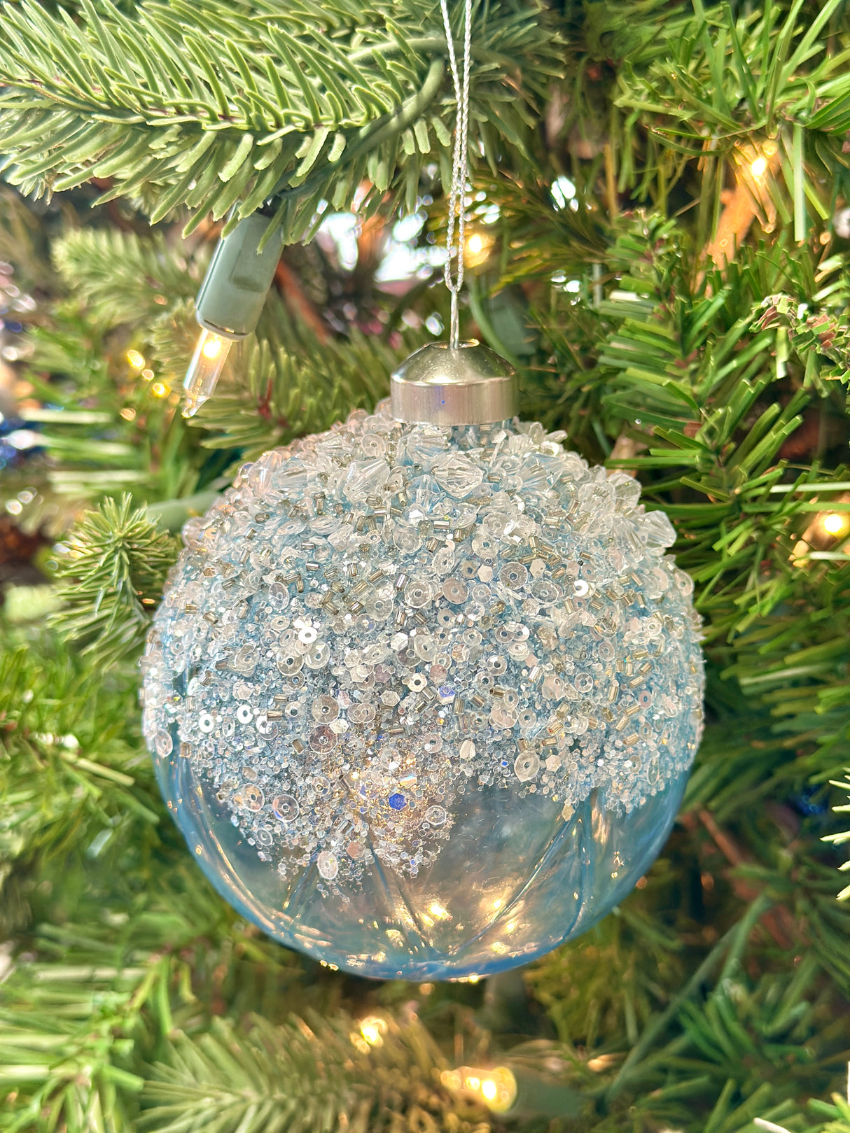 Blue Ice Glass Ornament