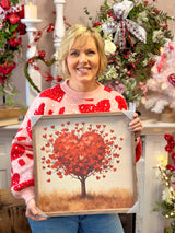 Vintage Valentine Tree Wood Art