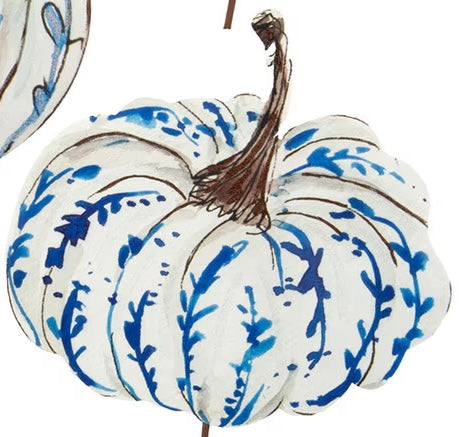 Blue & White Pumpkin Stake - 6 Styles