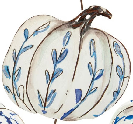 Blue & White Pumpkin Stake - 6 Styles