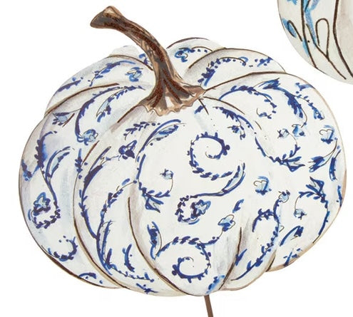 Blue & White Pumpkin Stake - 6 Styles