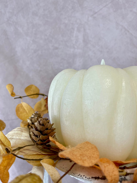 4.5" White Pumpkin Luminara Candle