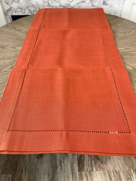 Terracotta Runner with Hemstitching