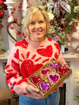 Glass Sequin Heart Ornament Box of 6