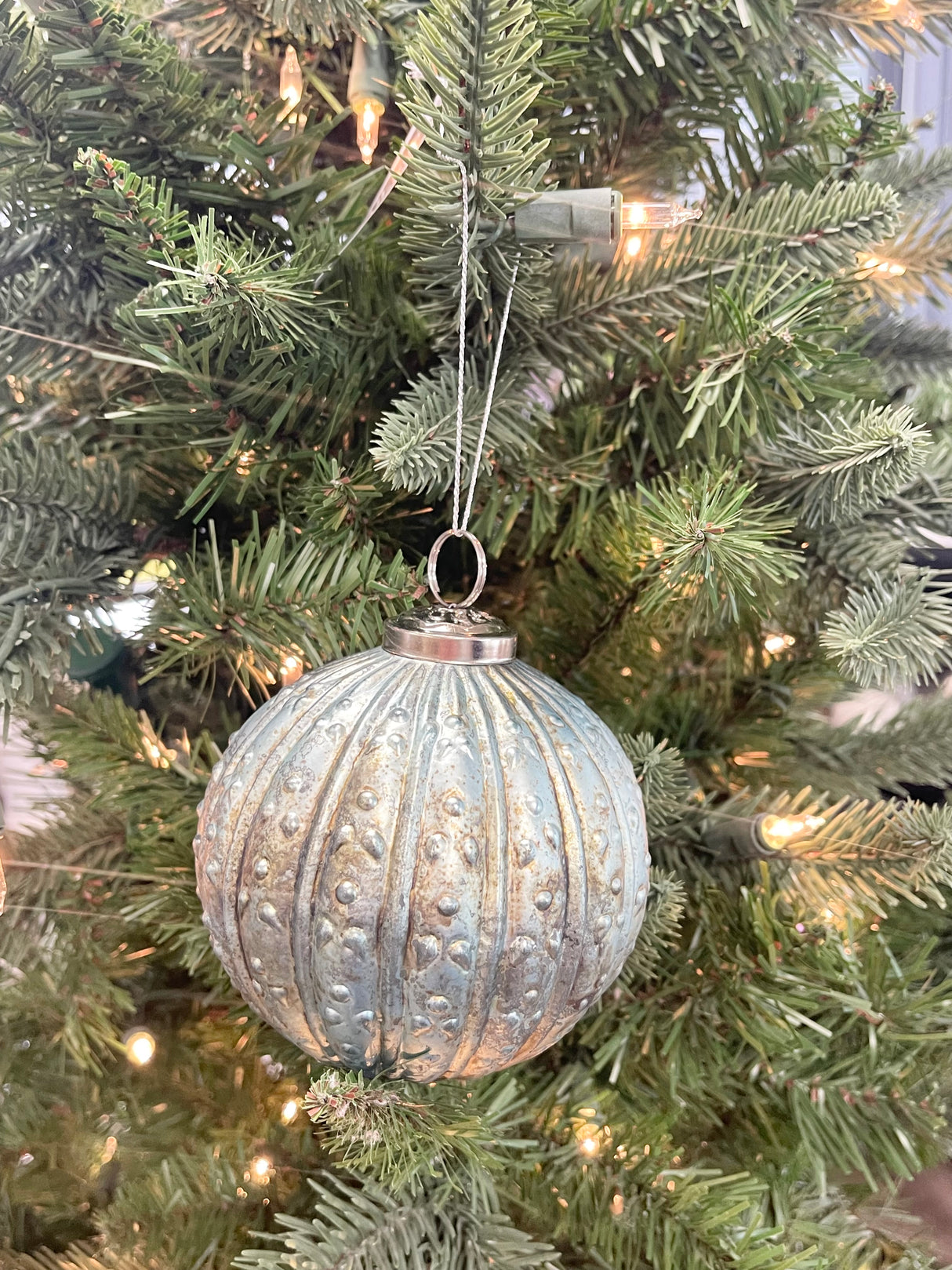 Antiqued Seafoam Glass Ornament