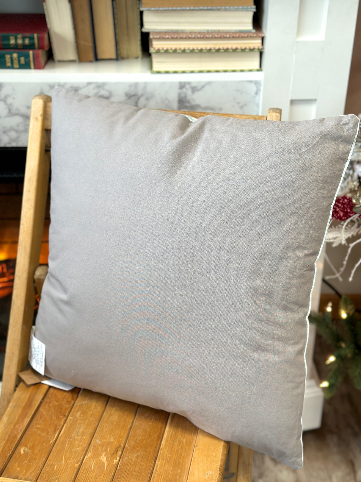 Silver Foil Trees & Beaded Snowflakes Velvet Pillow