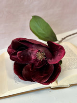 Burgundy Glamour Velvet Magnolia Spray