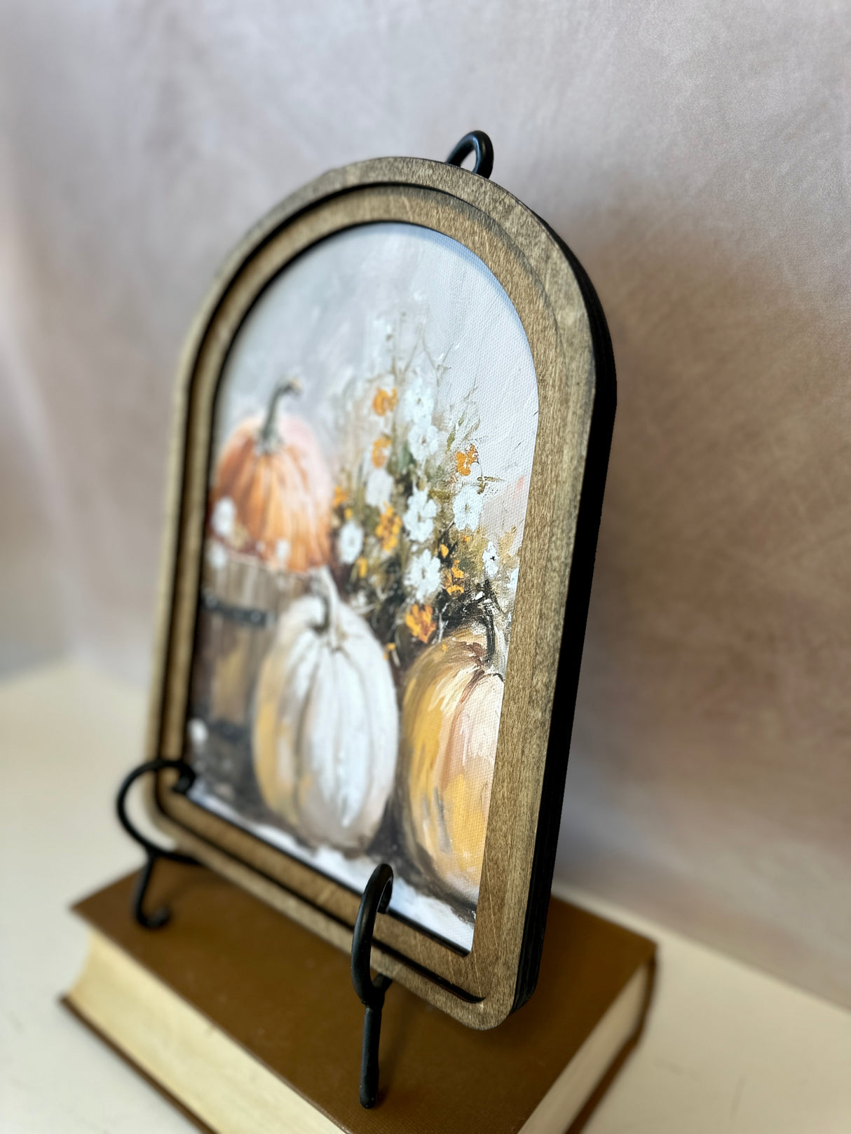 Arch Top Pumpkin Bucket Framed Art