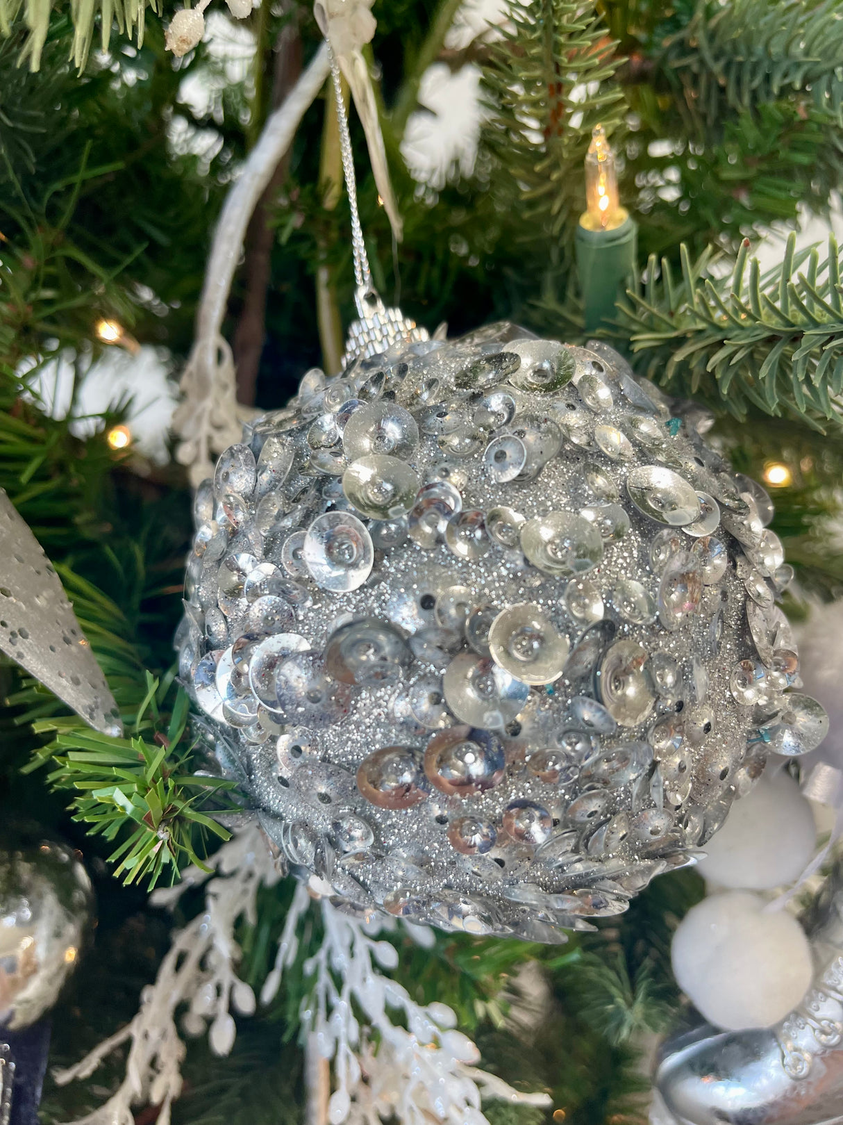 Small Silver Glamour Sequin Ornament