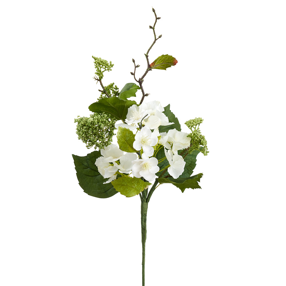 White Hydrangea Snowball Mixed Pick