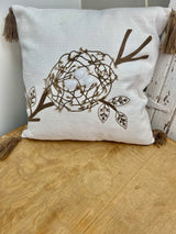 Cotton Embroidered Pillow w/ Nest