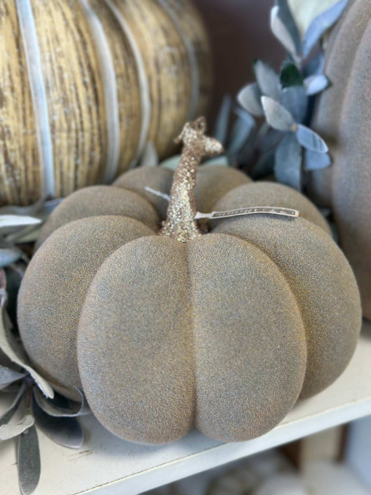 7.5" Crisp & Cool Taupe Pumpkin