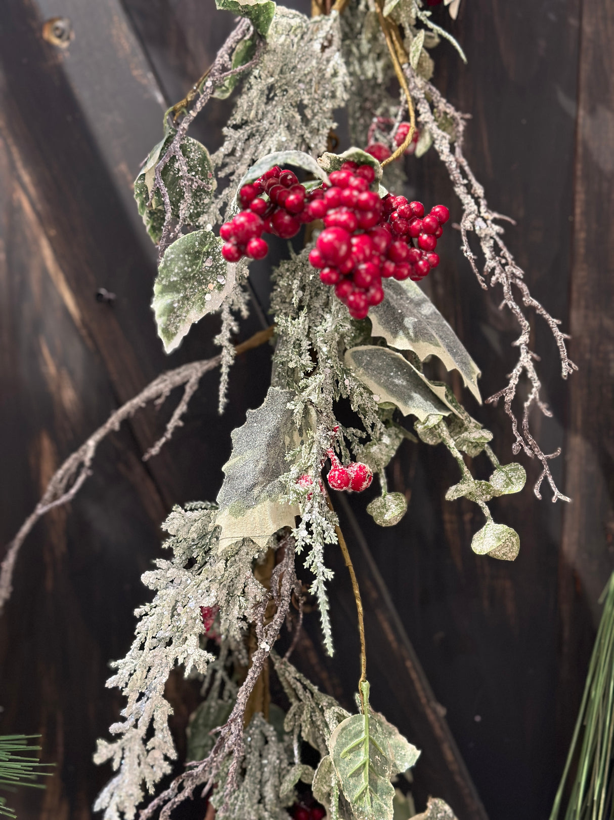 Winter Frosted Berry & Holly Garland