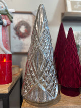 Matte Silver Mercury Glass Embossed LED Tree- 3 Sizes