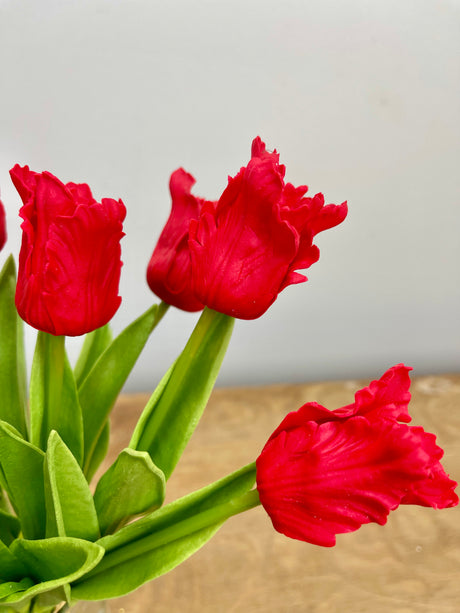 Red Real Touch Parrot Tulip Bundle