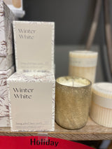 Winter White Crackle Glass Candle -2 Sizes