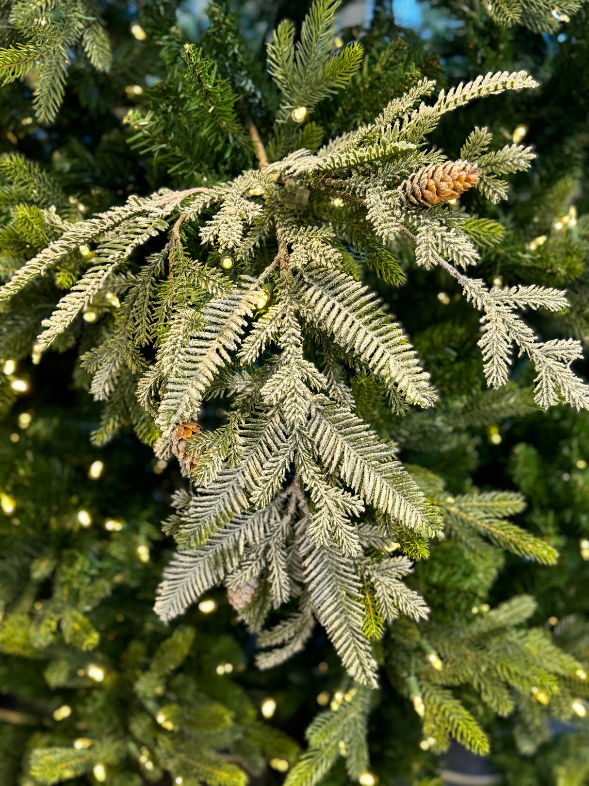 Frosted Hemlock Pine Spray W/Cones