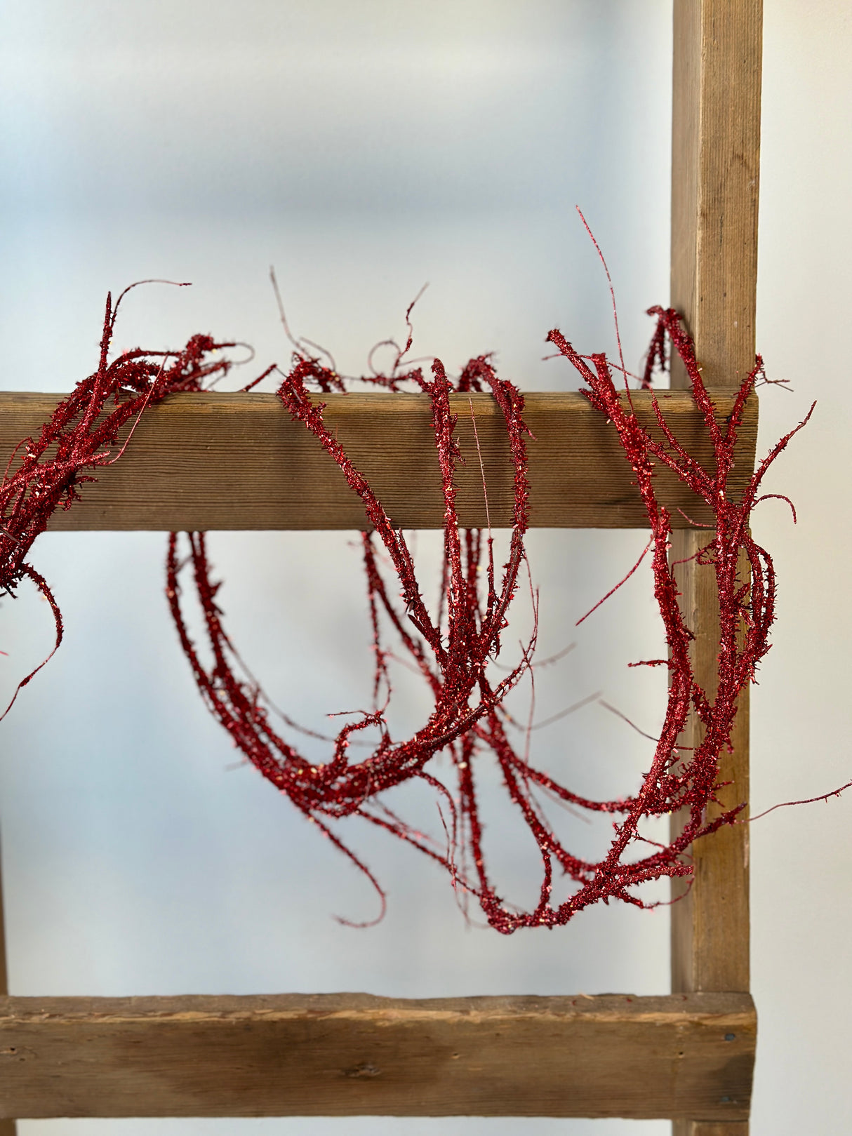 6' Red Glisten Twig Garland