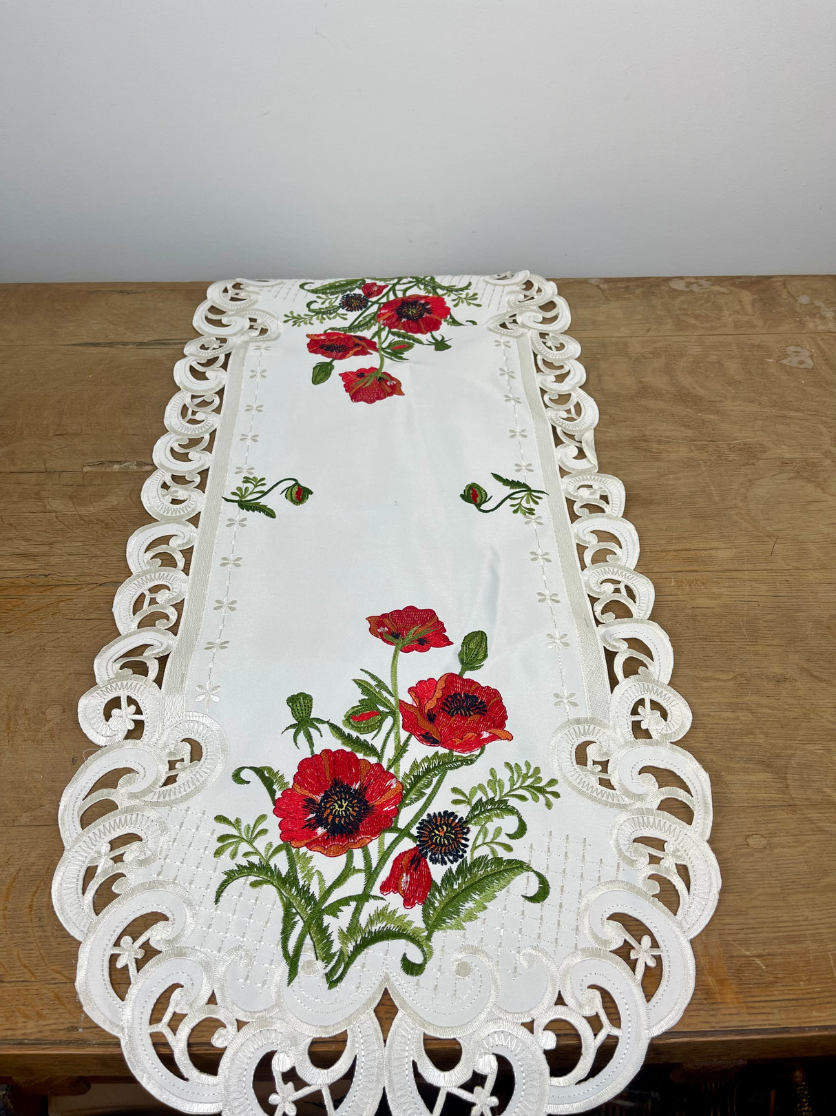 Poppy Embroidered Table Runner