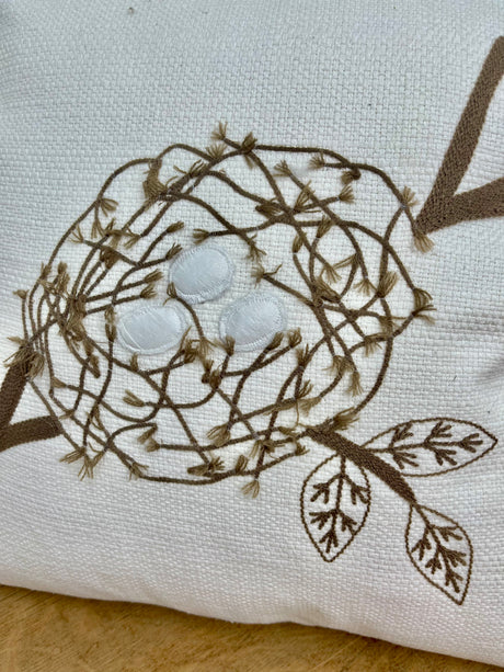 Cotton Embroidered Pillow w/ Nest