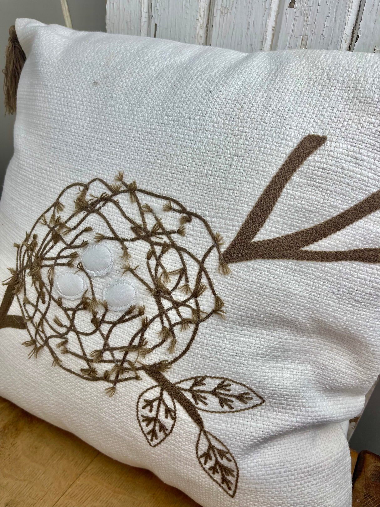 Cotton Embroidered Pillow w/ Nest