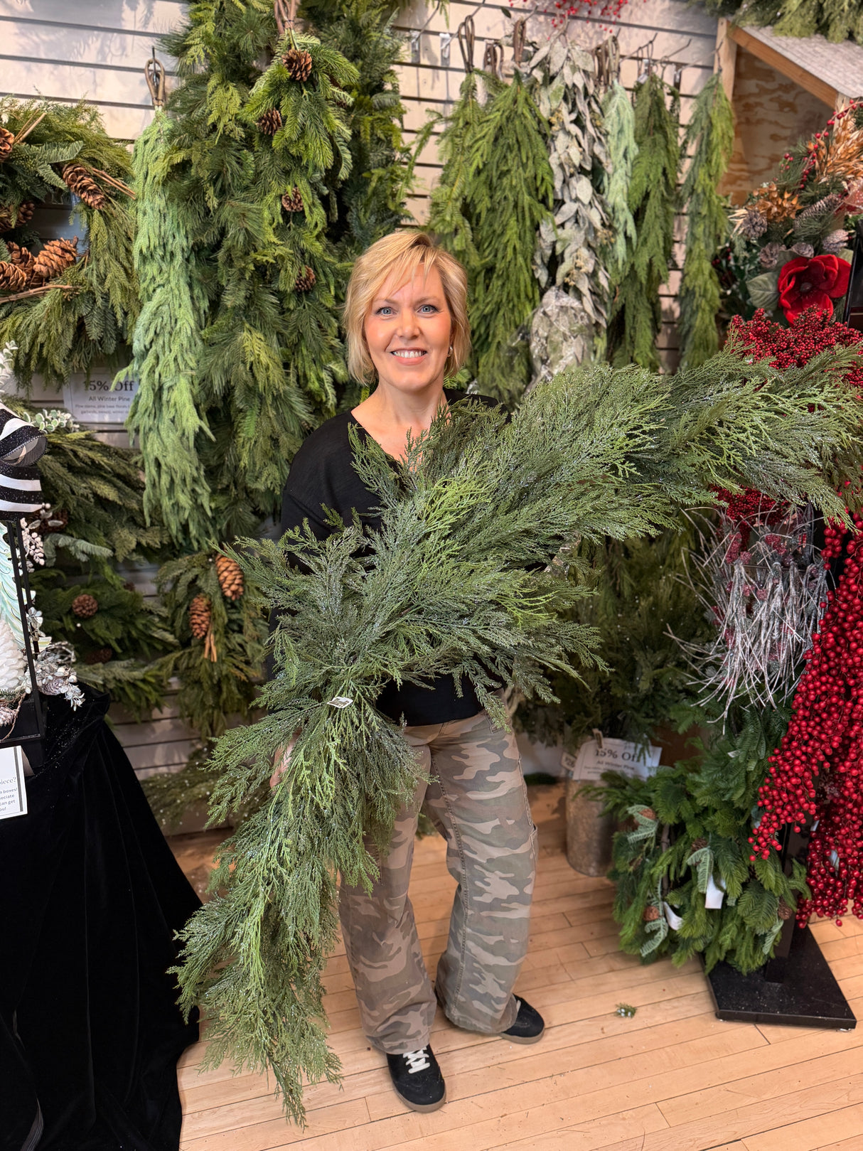 6' Glitter Ultra Deluxe Mixed Cedar Swag Garland