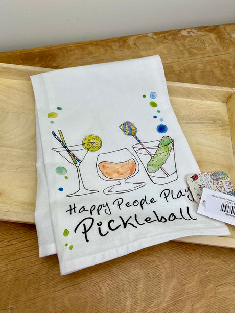 Happy People Pickleball Cocktail Kitchen Towel
