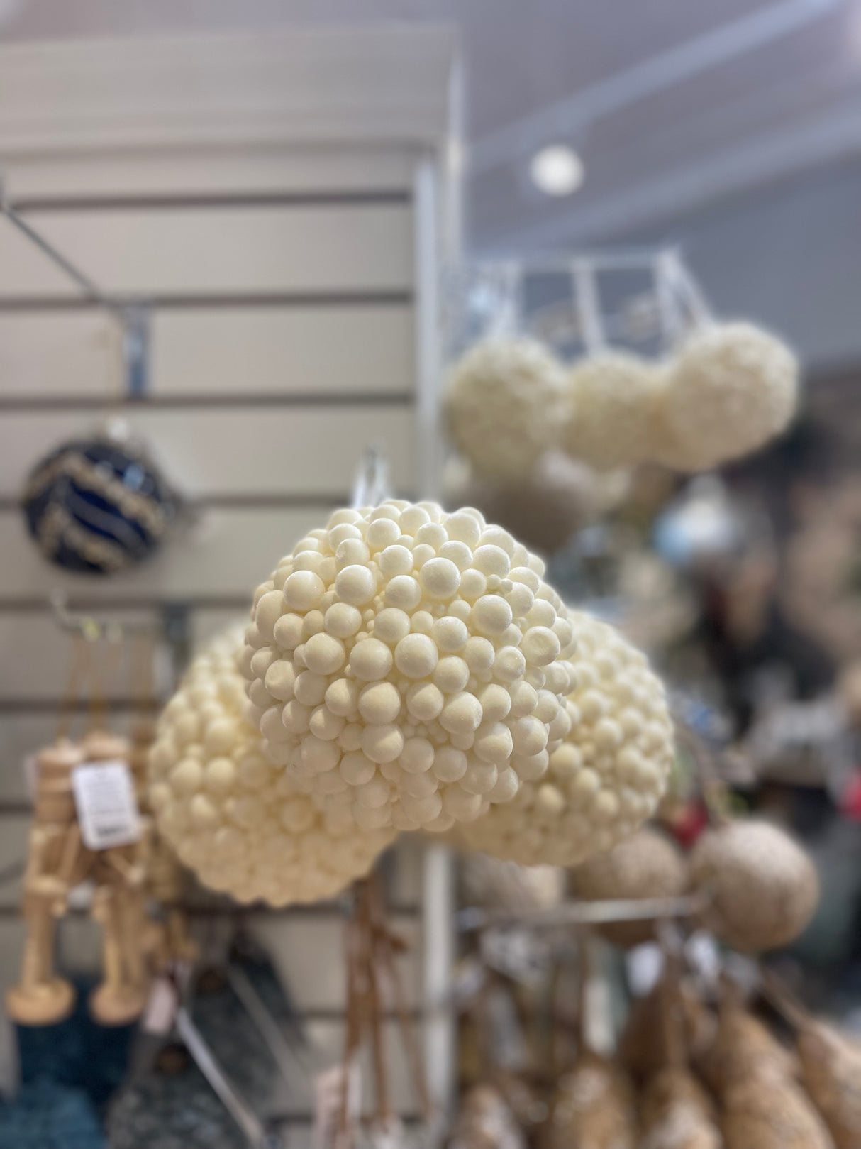 5" Cream Pompom Ball Ornament