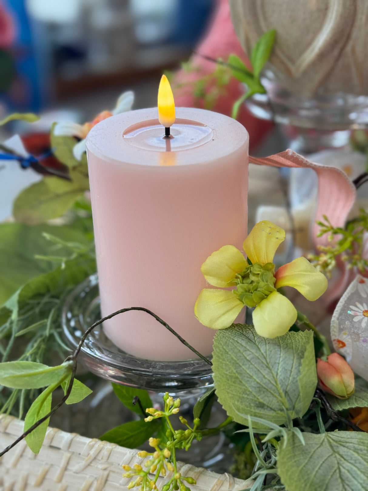 Deluxe Light Pink LED Candle 3X4 Inch