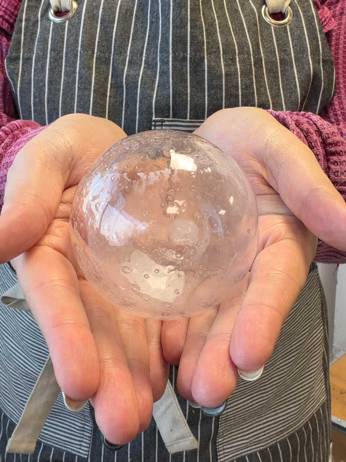 3" Clear Bubble Glass Orb