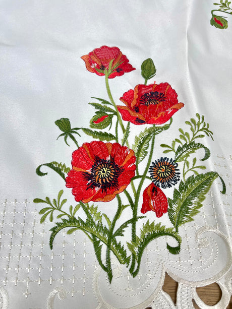 Poppy Embroidered Circle Table Centerpiece