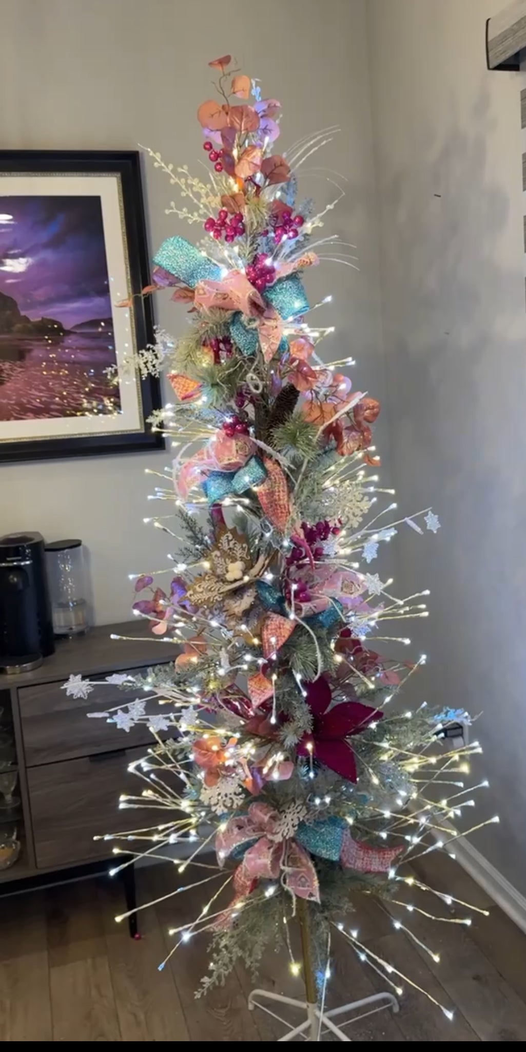Pink Teal and Gingerbread Custom Designed Tree