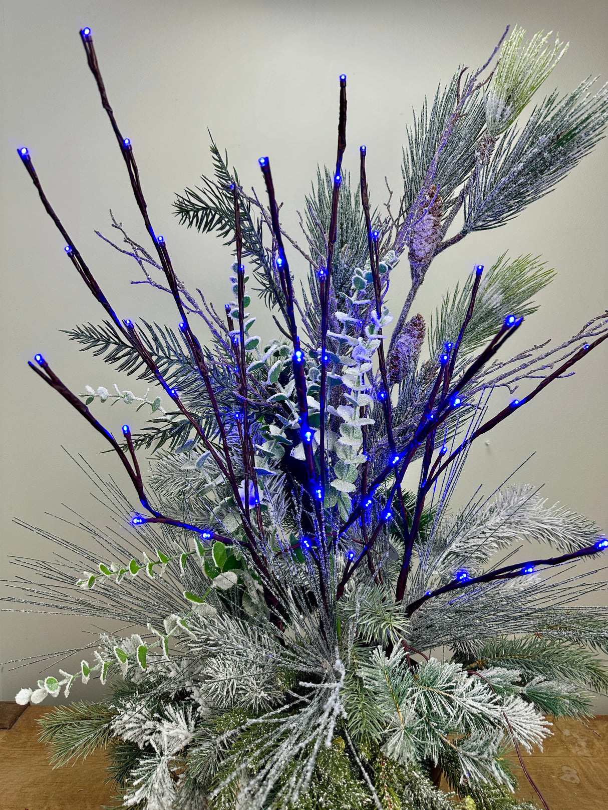 Blue Lighted Branch Set of 3