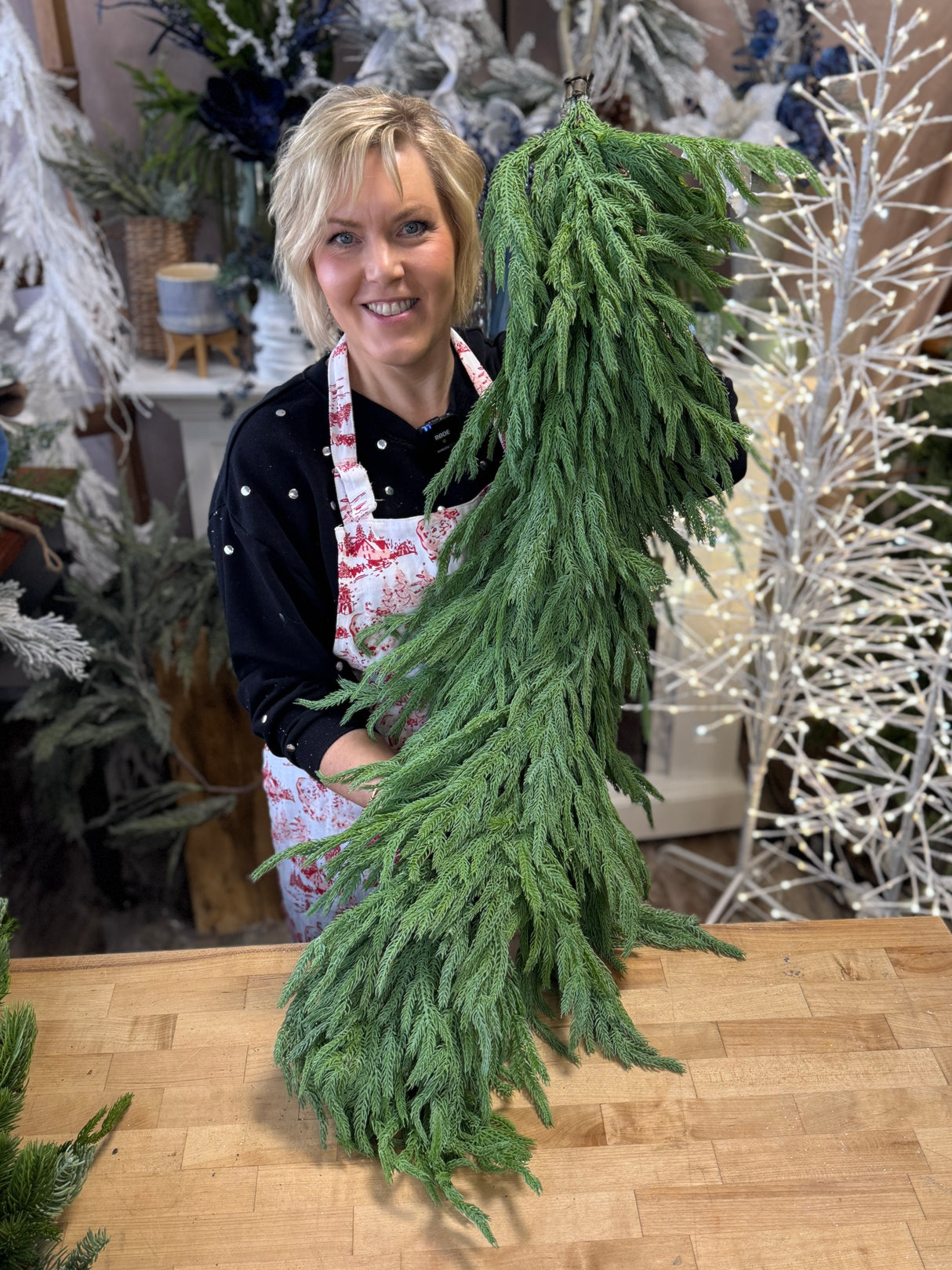 48" Thick Sage Real Touch Norfolk Pine Garland