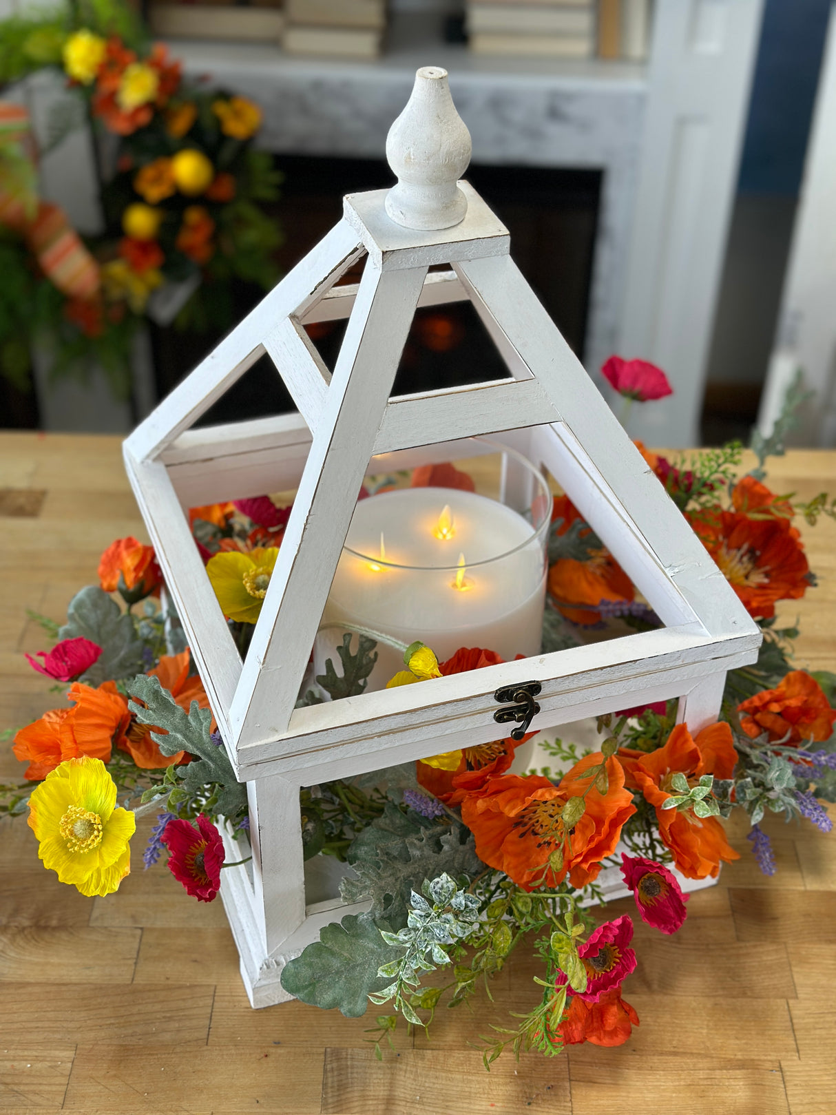 White Square Pyramid Lanterns- 2 Sizes