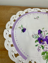 Pansy Embroidered Circle Table Centerpiece