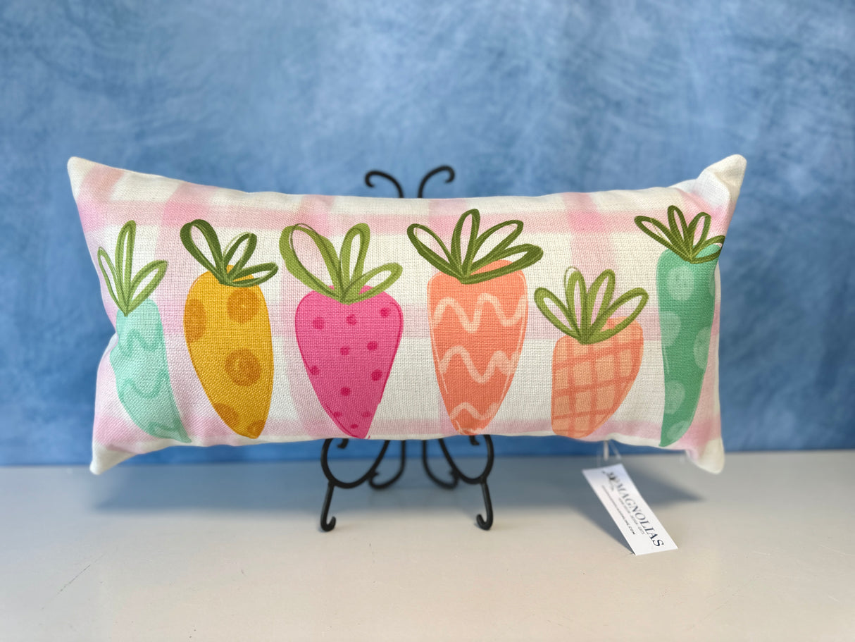 Gingham Carrot Lumbar Pillow