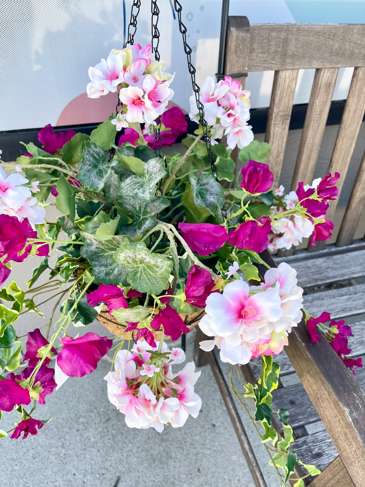 21" Pretty in Pink Hanging Basket