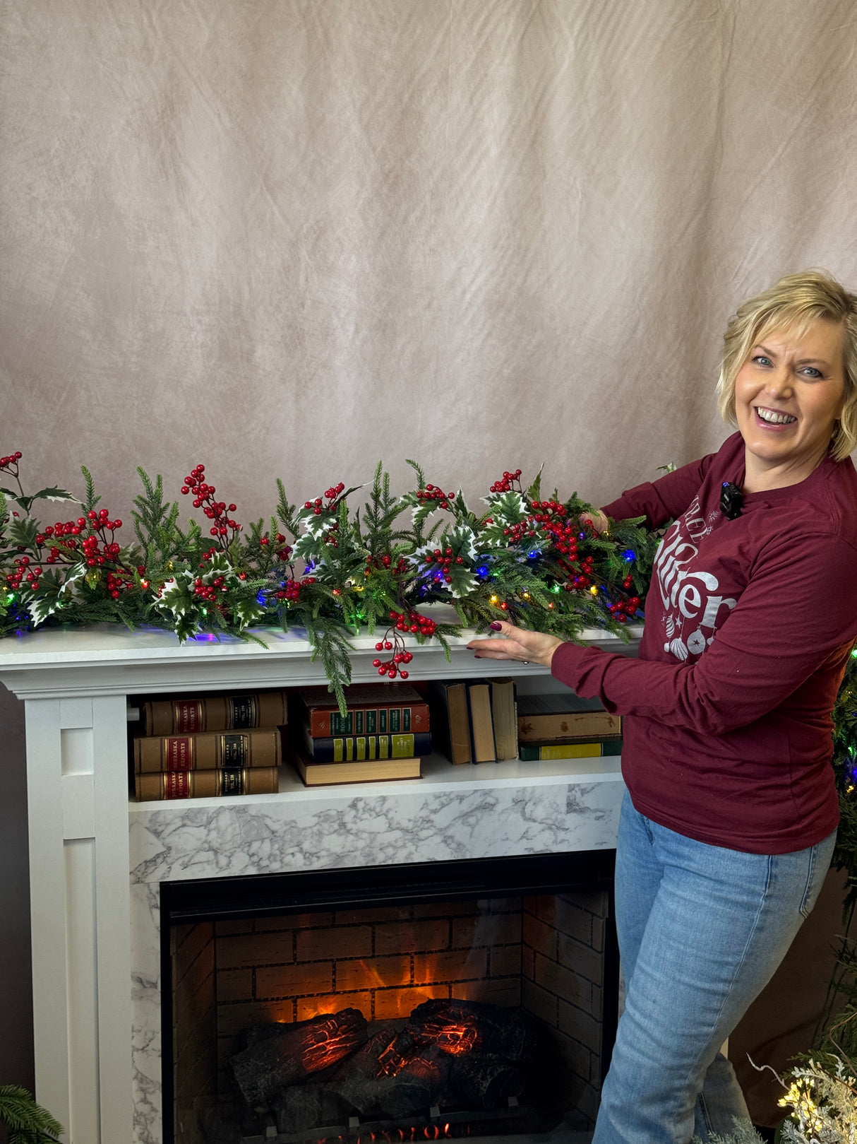 76” Green Oversized Norfolk Lighted Garland