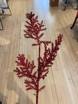 Red Glitter Leaf Spray