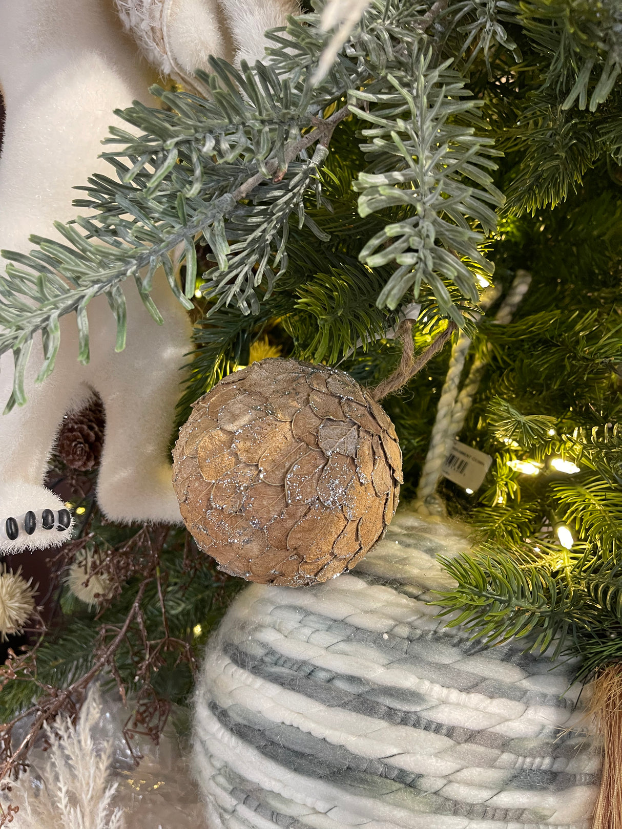 Beige Leaf Ball Ornament