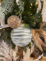 8" Gray & White Yarn Ball Ornament