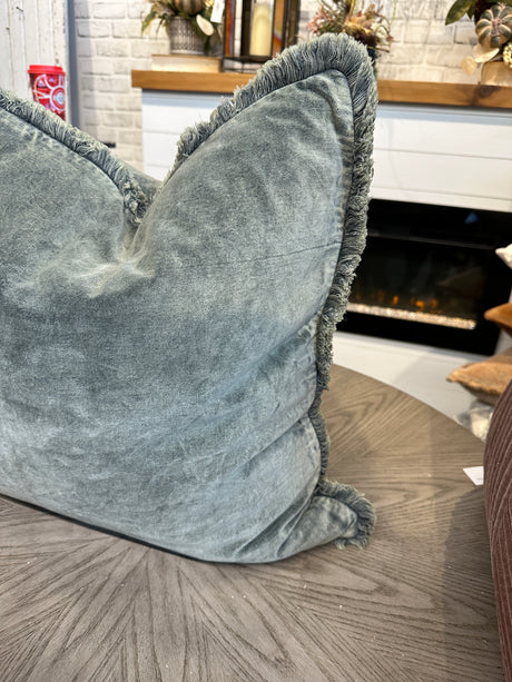 Slate Washed Cotton Velvet Pillow