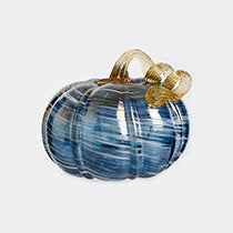 Blue Blown Glass Pumpkin - 4 Sizes