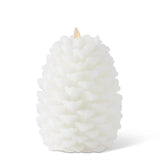 6.5" White Snowy LED Pinecone Candle