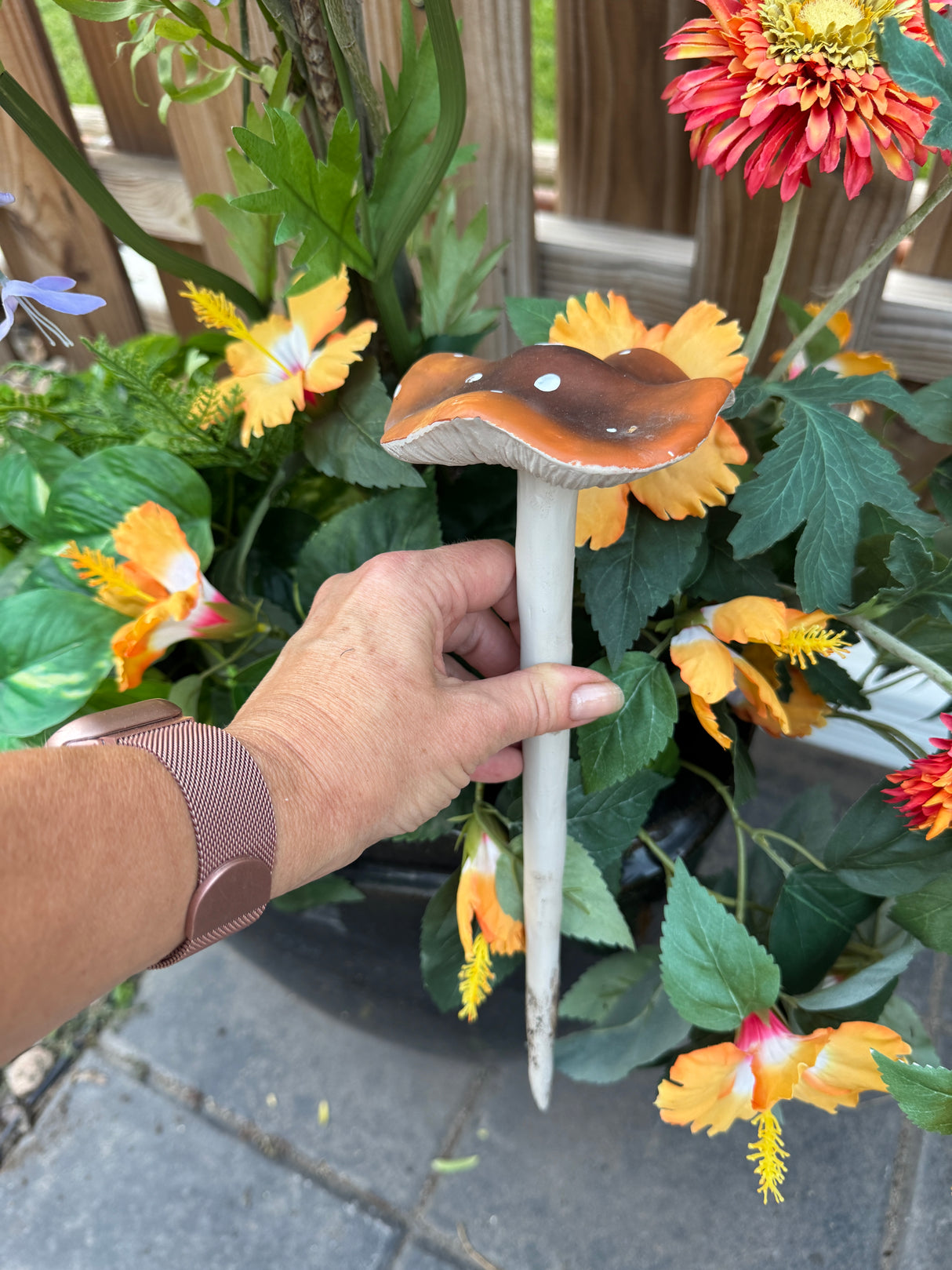 Brown Porcelain Mushroom Pick- 2 Sizes
